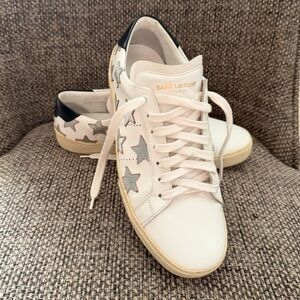 Authentic Saint Laurent Sl/01 Leather Sneakers, 40
